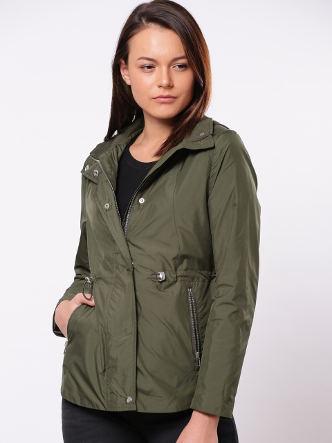 

ether Women Olive Green Solid Lightweight Tailored Jacket