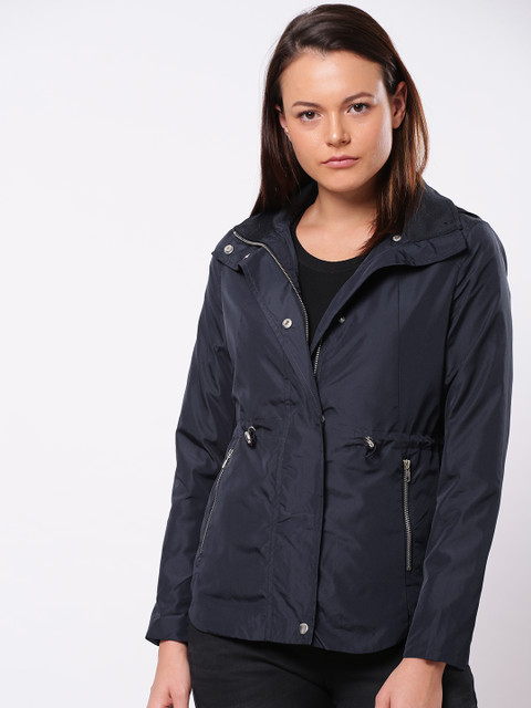 

ether Women Navy Blue Solid Lightweight Parka