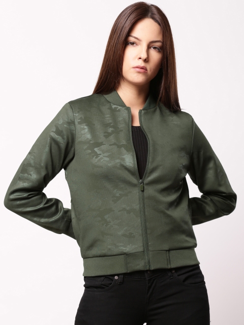 

ether Women Green Printed Bomber Jacket