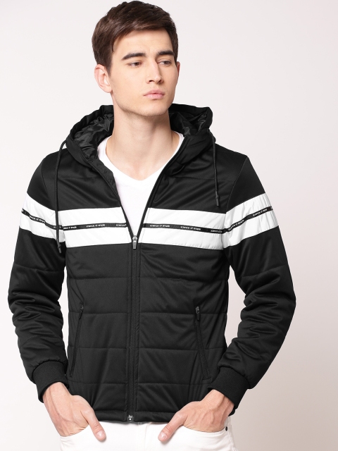 

ether Men Black Striped Puffer Jacket