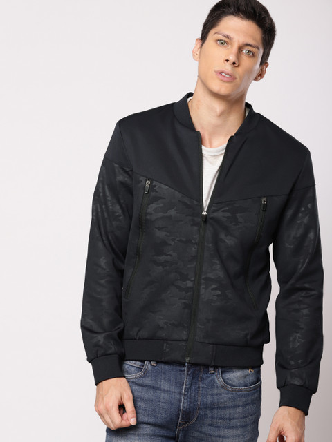 

ether Men Navy Blue Camouflage Printed Sporty Jacket