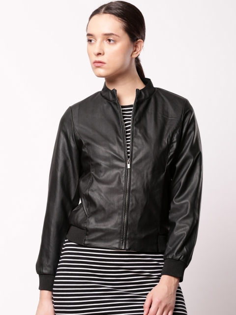 

ether Women Black Solid Bomber Jacket