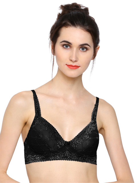 

Sonari Women Black Printed Non-Wired Non Padded Demi Pack of 2Bra