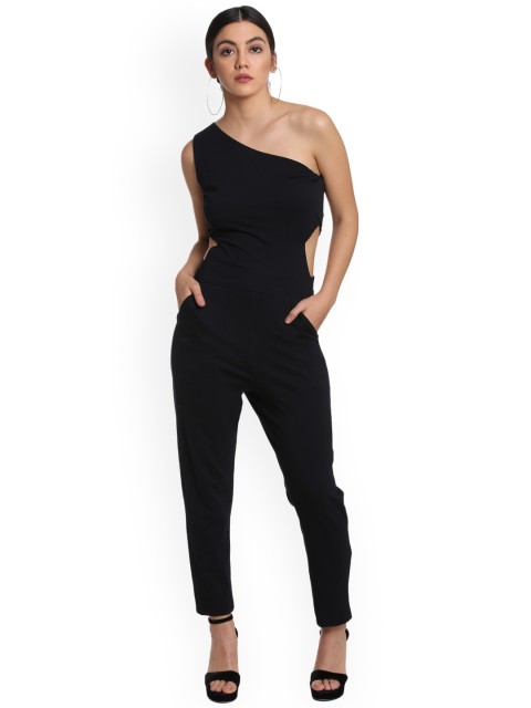 

THE SILHOUETTE STORE Women Black Solid Basic Jumpsuit