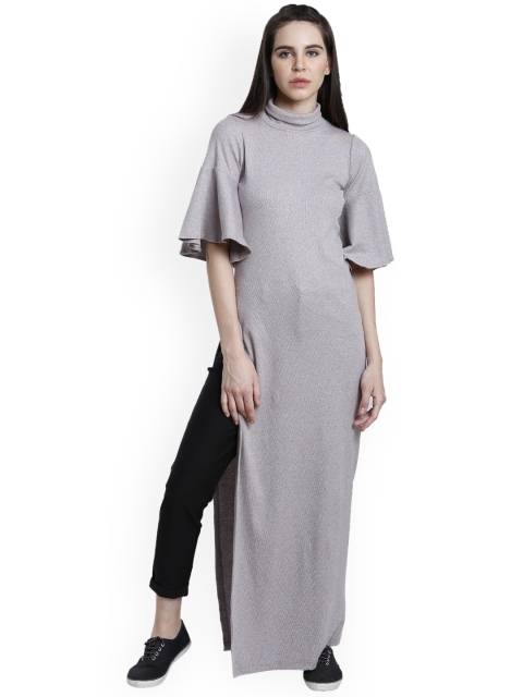 

THE SILHOUETTE STORE Women Grey Solid Maxi Top