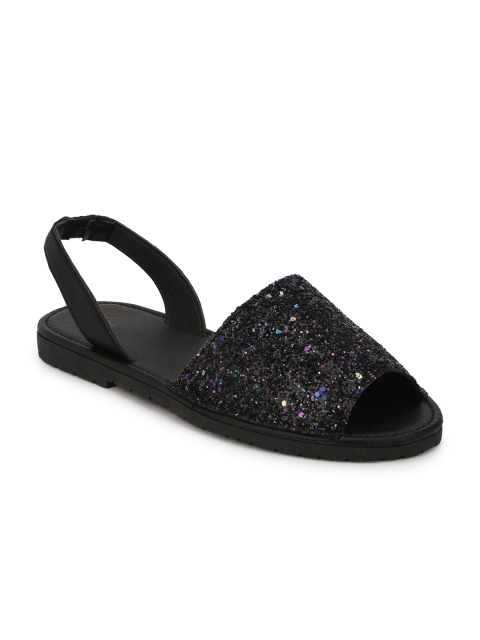 

Truffle Collection Women Black Solid Synthetic Open Toe Flats