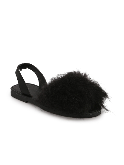 

Truffle Collection Women Black Solid Synthetic Open Toe Flats