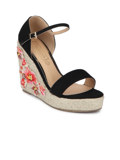 

Truffle Collection Women Black Embroidered Sandals