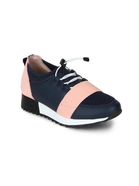 

Truffle Collection Women Navy Blue & Pink Sneakers