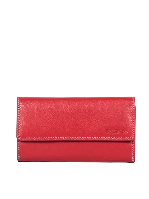 

CALFNERO Women Red Solid Three Fold Wallet