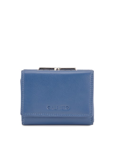 

CALFNERO Women Blue Solid Three Fold Wallet