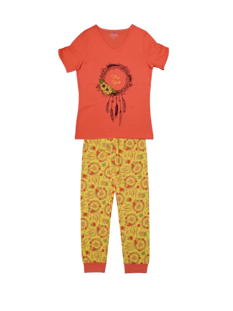 

ventra Girls Orange & Yellow Printed Night suit VNT-5001279-1011