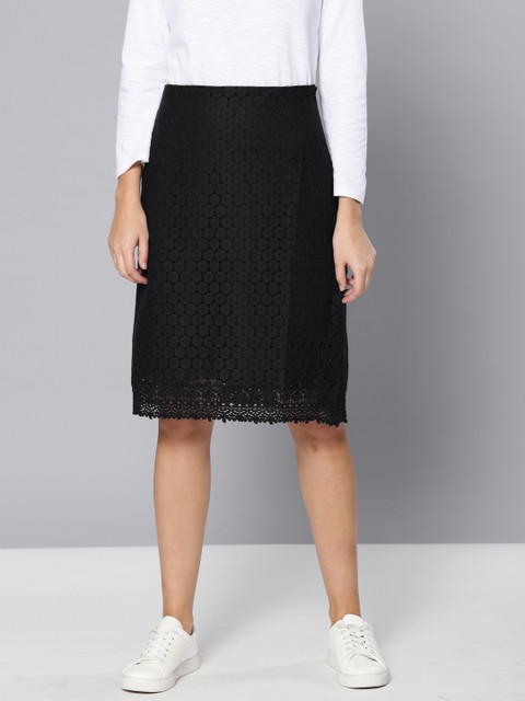 

Chemistry Women Navy Lace Pencil Skirt, Navy blue