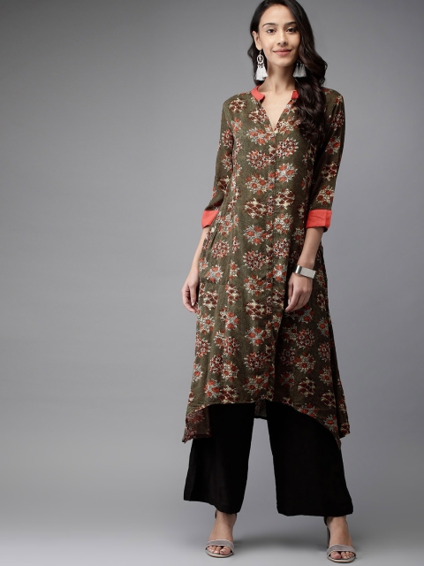 

Moda Rapido Women Green Printed A-Line Kurta