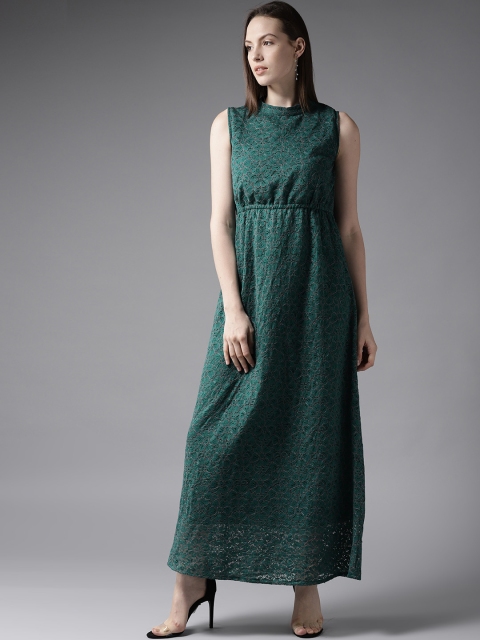 

Moda Rapido Women Green Lace Maxi Dress