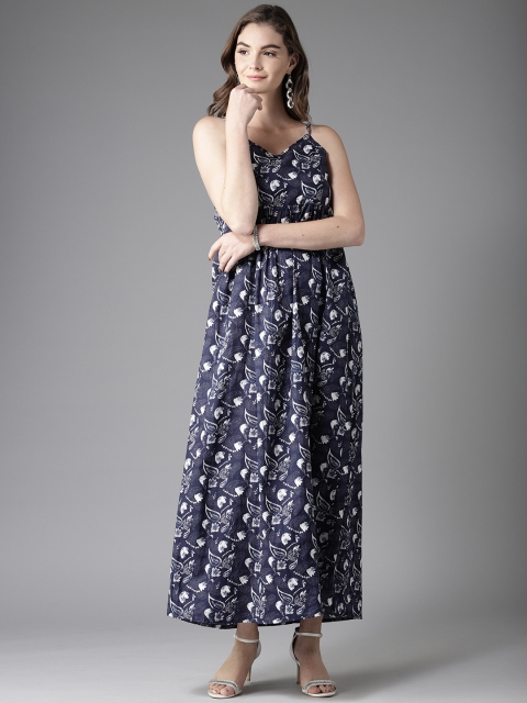 

Moda Rapido Women Navy Blue Printed Maxi Dress