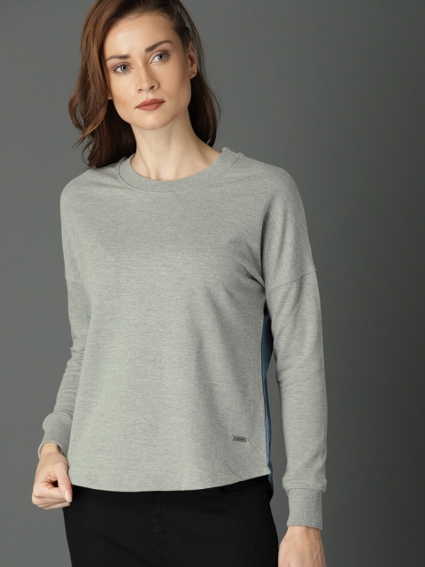 

Roadster Women Grey Solid Sweatshirt