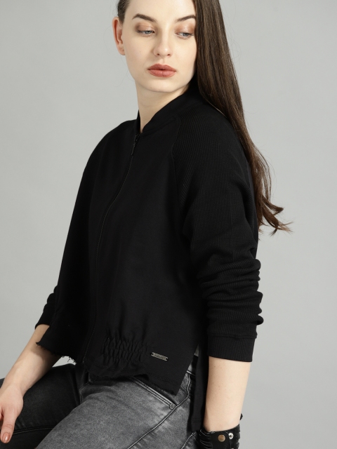 

Roadster Women Black Solid Sweatshirt