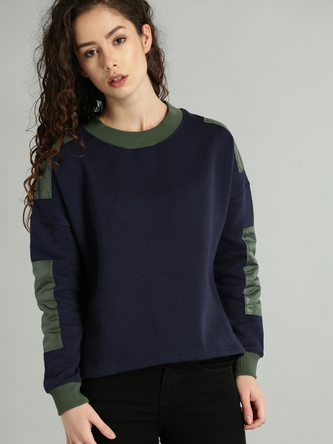 

Roadster Women Blue Solid Sweatshirt