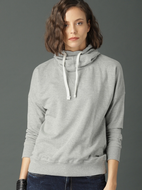 

Roadster Women Grey Solid Sweatshirt