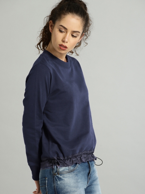 

Roadster Women Navy Blue Solid Sweatshirt