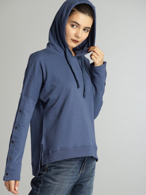 

Roadster Women Blue Solid Hooded Sweatshirt