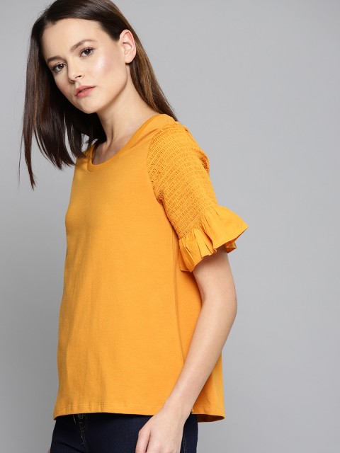 

Chemistry Women Mustard Yellow Solid Top