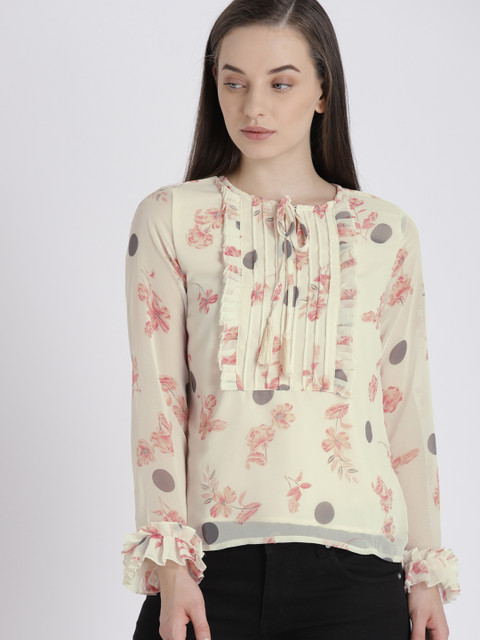 

Chemistry Women Cream-Coloured Printed Top