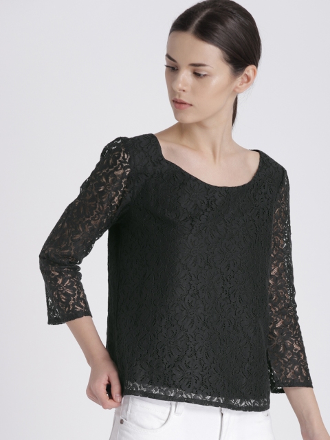 

Chemistry Women Black Self Design Top