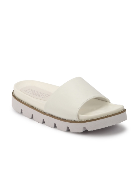 

Truffle Collection Women White Solid Synthetic Open Toe Flats