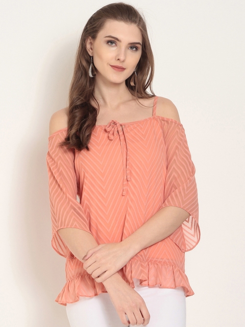 

RARE Women Peach-Coloured Self Design Top