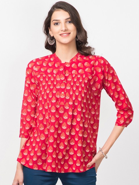 

Fabindia Women Red Printed A-Line Kurti