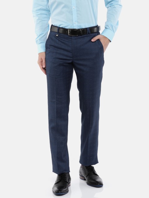 

Park Avenue Men Blue Slim Fit Self Design Formal Trousers