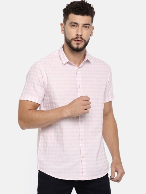 

ColorPlus Men Pink & White Regular Fit Checked Casual Shirt
