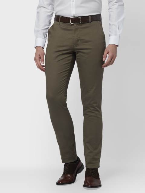 

Park Avenue Men Olive Green Slim Fit Solid Regular Trousers