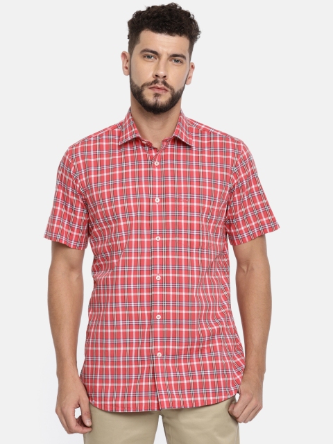 

ColorPlus Men Red & White Tailored Fit Checked Casual Shirt