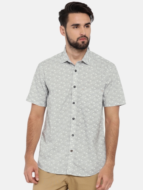 

ColorPlus Men Grey & Off-White Tailored Fit Printed Casual Shirt
