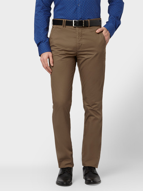 

Park Avenue Men Green Slim Fit Solid Formal Trousers