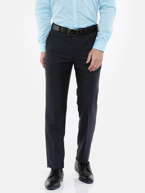 

Park Avenue Men Blue Slim Fit Self Design Formal Trousers