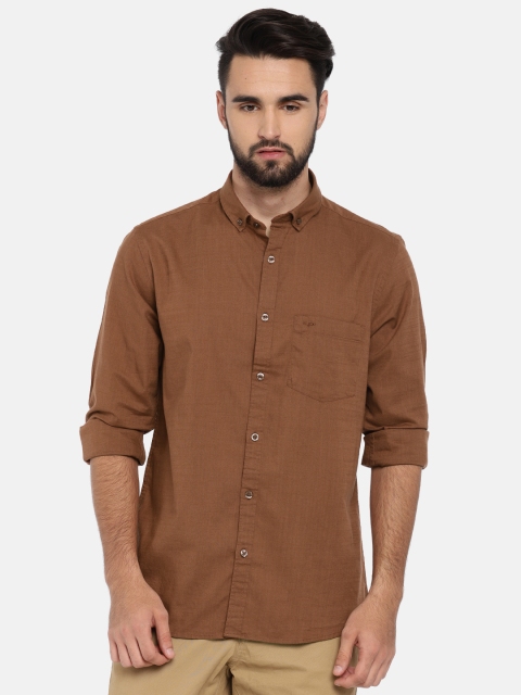 

ColorPlus Men Brown Contemporary Tailored Fit Solid Casual Shirt