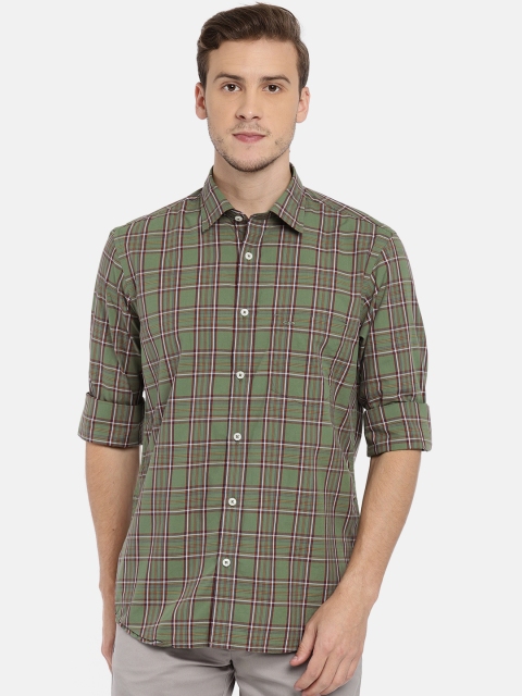 

ColorPlus Men Green & Red Tailored Fit Checked Casual Shirt