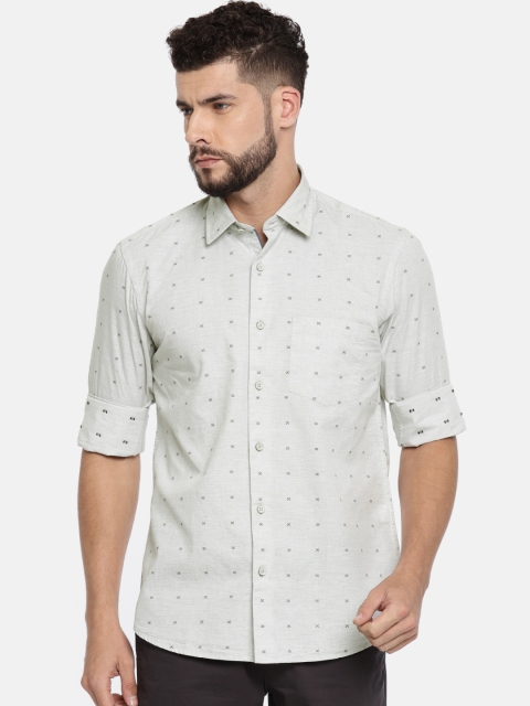 

ColorPlus Men Grey Regular Fit Self Design Casual Shirt