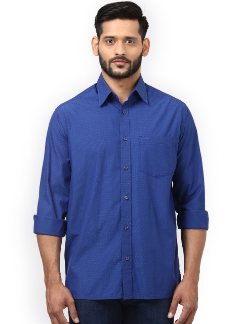 

ColorPlus Men Blue Classic Regular Fit Self Design Casual Shirt