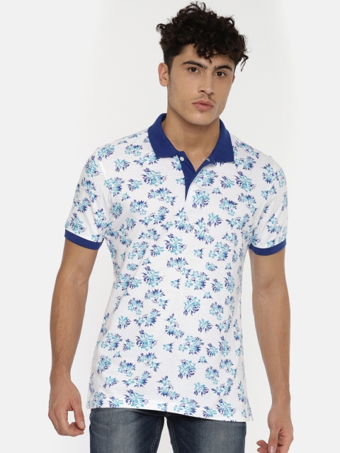 

ColorPlus Men White Printed Polo Collar Pure Cotton T-shirt