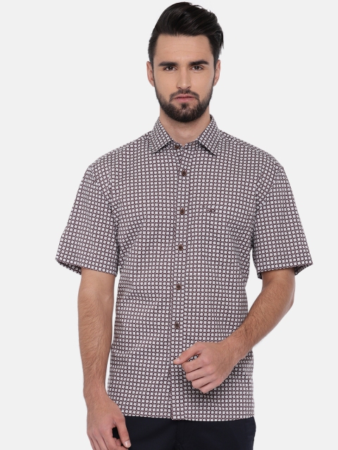 

ColorPlus Men Brown & White Regular Fit Printed Casual Shirt