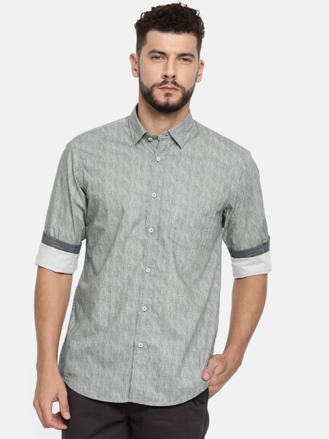 

ColorPlus Men Grey Tailored Fit Printed Casual Shirt
