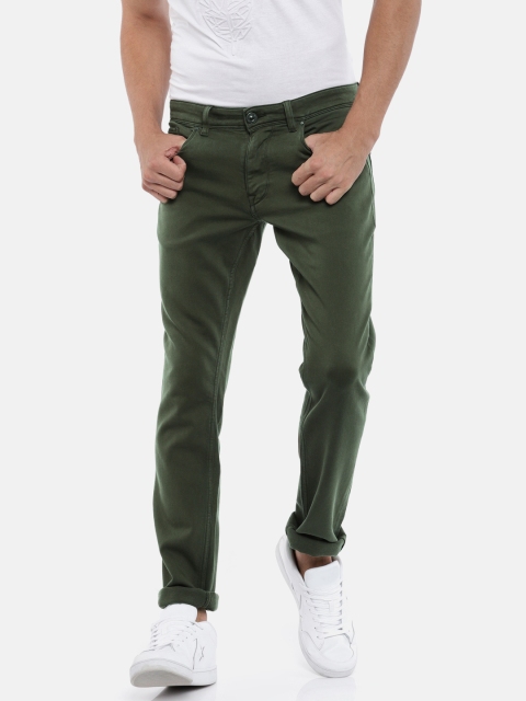 

Raymond Men Olive Green Regular Fit Solid Regular Trousers