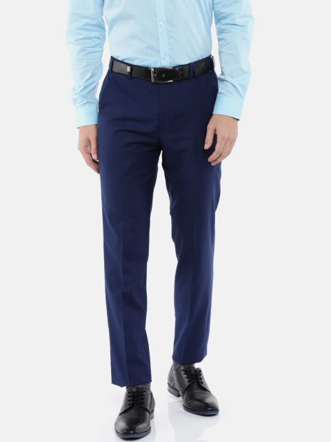 

Park Avenue Men Blue Slim Fit Self Design Formal Trousers