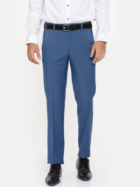 

Park Avenue Men Blue Super Slim Fit Solid Formal Trousers