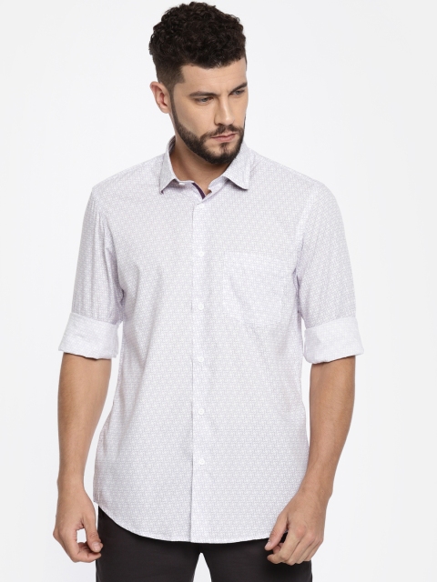 

ColorPlus Men White & Purple Tailored Fit Printed Casual Shirt